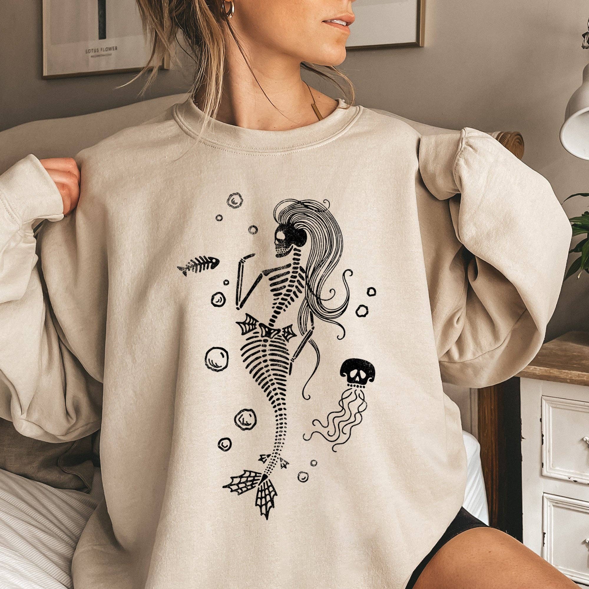 Refinery Number One LLC – wholesale Sweatshirt med tryck - Dam – Sjöjungfru Skelett Jelly Fish Tröja0