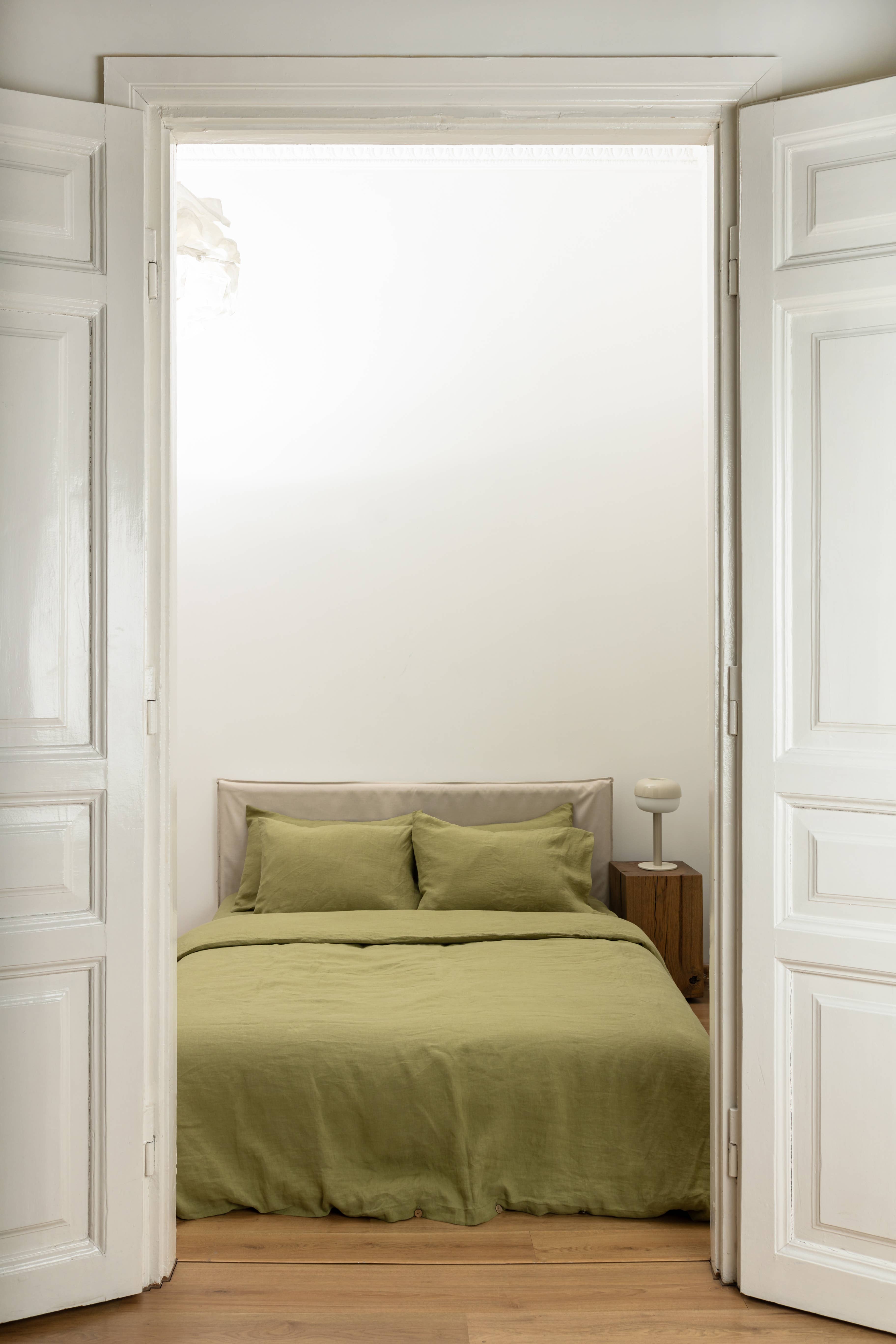 Linen Spells - Wholesale Bedding Set - Linen Bedding Set In Olive Green (1 DC+2 Pillowcases)8
