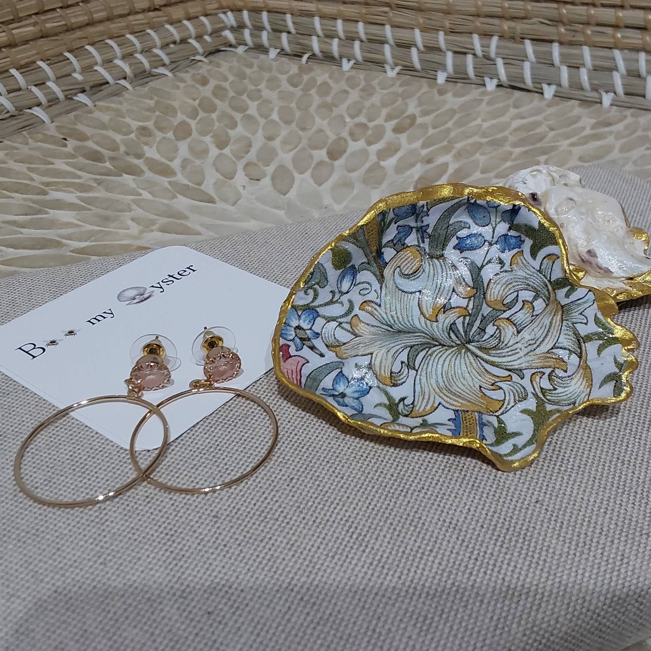 Bee my Oyster - Wholesale Sieradenschaaltje - Nieuwe William Morris Golden Lily oesterschelp sieradenschaal4