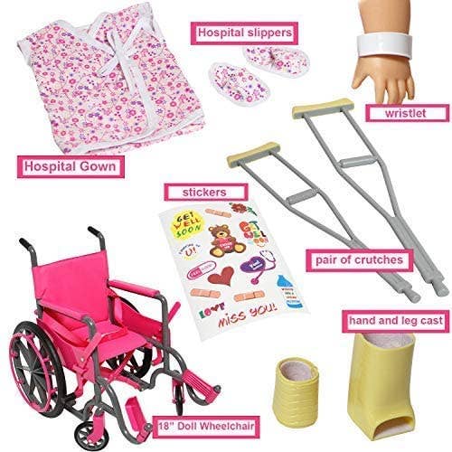 The New York Doll Collection - Vente Accessoire de poupée – enfant - Ensemble de fauteuil roulant pour poupée de 18 pouces avec accessoires5
