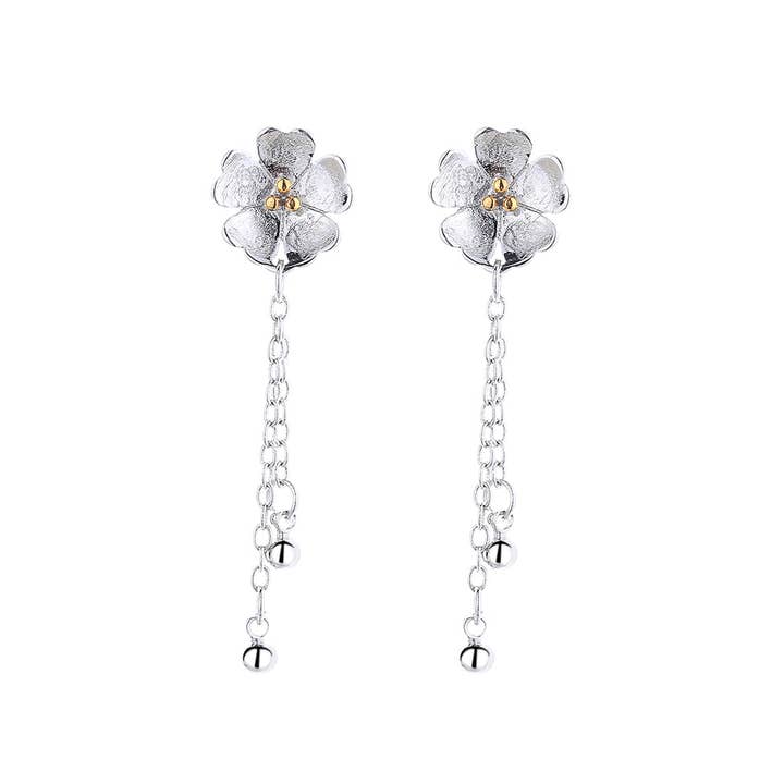 Amy and Annette 14K Gold Two-Tone Floral Drop Earrings for wholesale by Amy and Annette