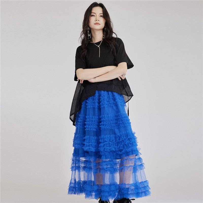 OceanusSwim – wholesale Skirt – Women’s – High Waist Pleated Mesh Paneled Skirt3