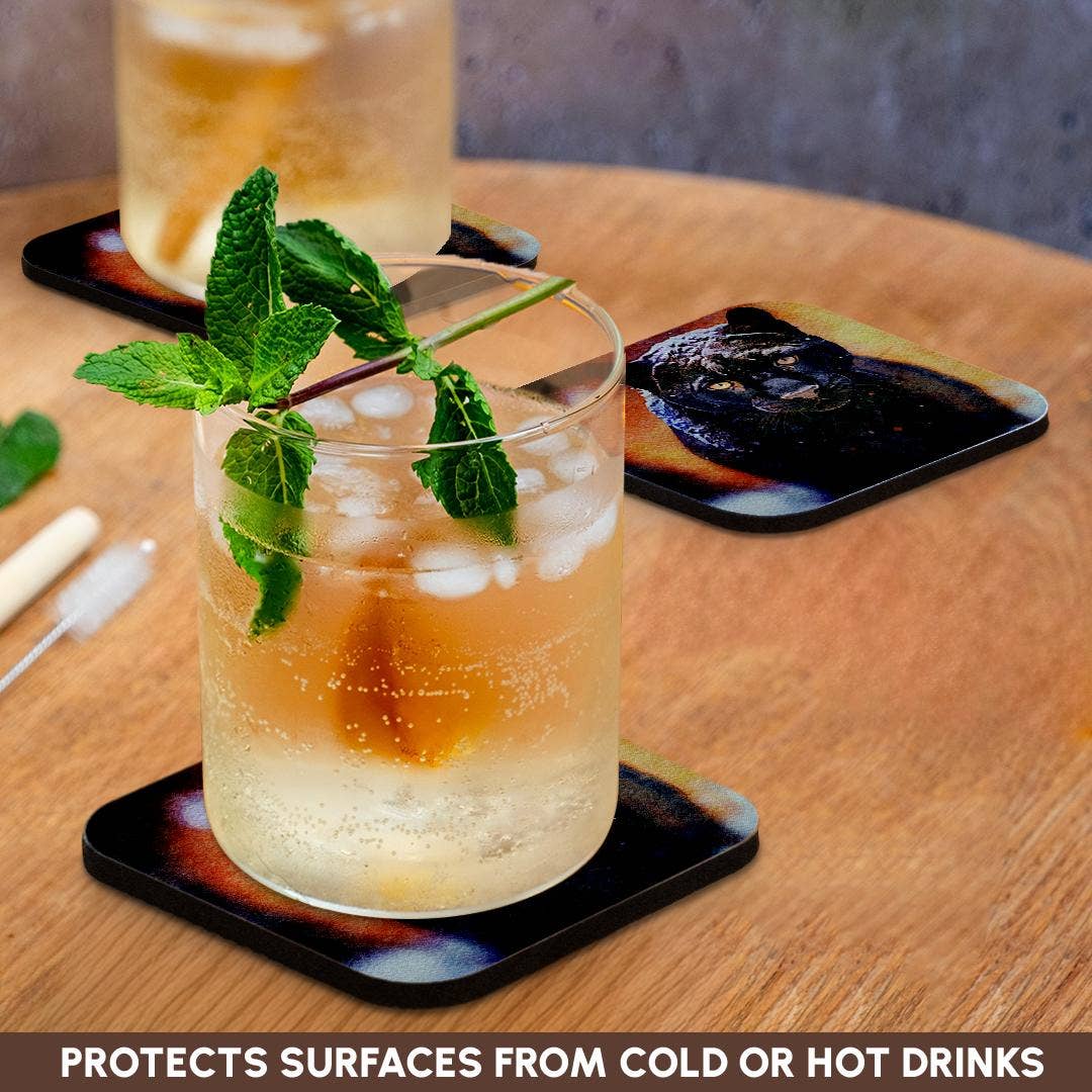 3dRose - Wholesale Coasters - 3dRose, Panther With Snow On His Head Image Of Watercolor Painting, Coaster9