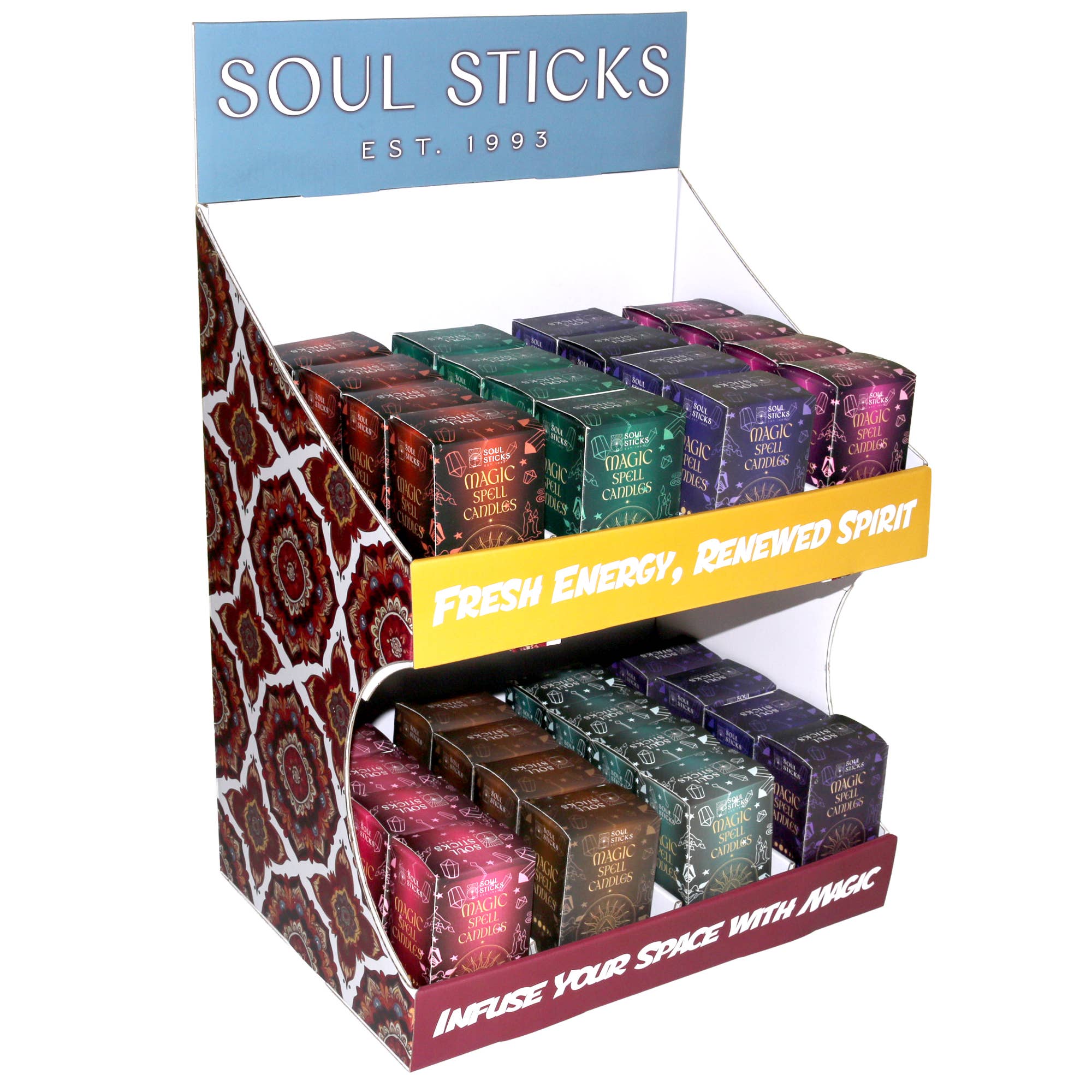 Designs by Deekay Inc. - Wholesale Retailer Display - Home & Living - Magic Spell Candles Countertop Display Unit (CDUs)1