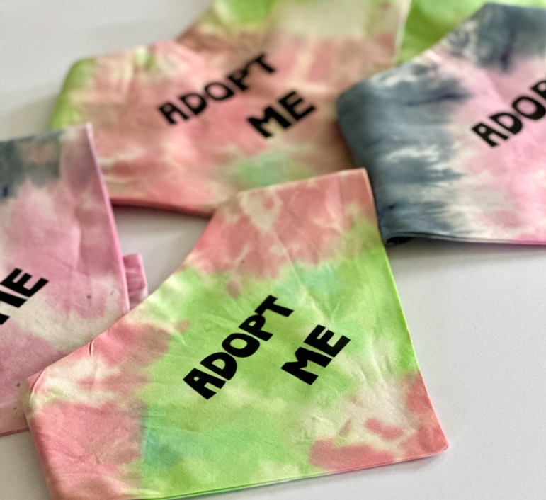 Happy Tails Outfitters - Wholesale Pet bandana – Dog - Adopt Me Tie Dye Dog Bandana 3