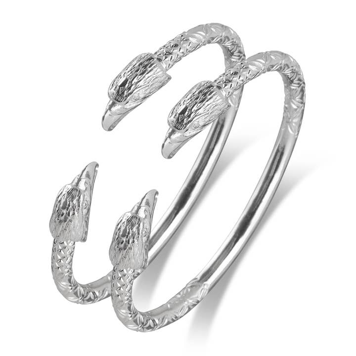 Better Jewelry, .925 Sterling Silver Eagle Head Bangle Handmade Vintage Cuff Bracelet, 1 pair for wholesale by Better Jewelry