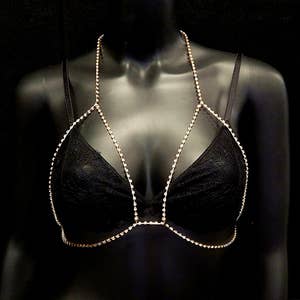 Women Sexy Rhinestone Bra Panties Sets Statement Crystal Bikini Underwear  Thong Body Chain Jewelry Top Bra Brief Sequin Crop Top for Nightclub Party(Bra  and Thong Set) : : Clothing & Accessories
