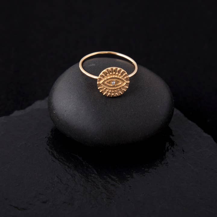 Gold Plated Evil Eye Ring - Great Hanukkah Gift! for wholesale by Baizaar