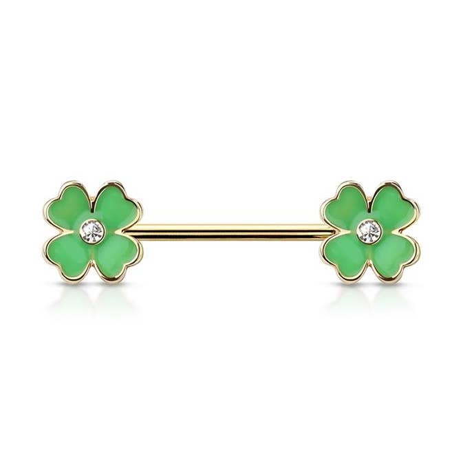 CRAVE - Wholesale Nipple Ring - CLOVER ENDS 316L SURGICAL STEEL NIPPLE BAR2