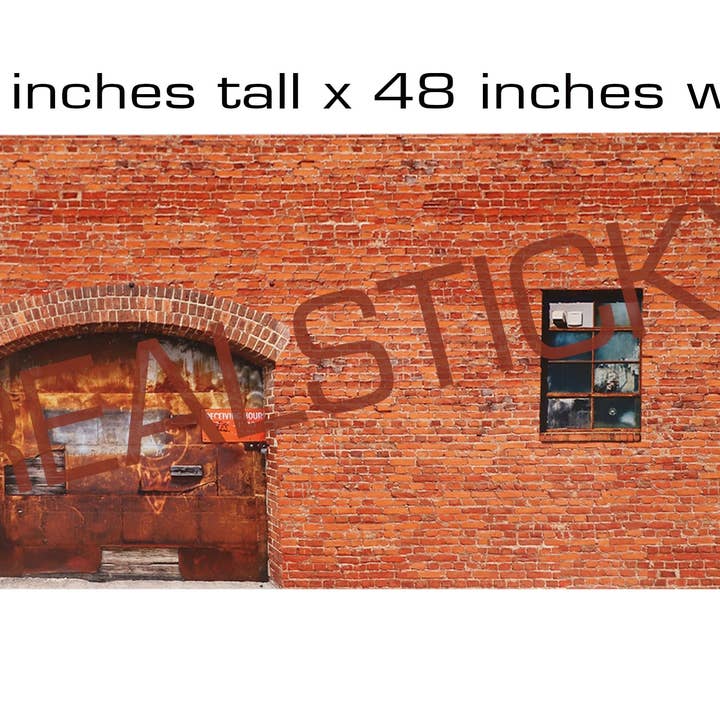 Adesivo da parete in mattoni rustici rossi con porta per la vendita all'ingrosso da parte di Real Sticky