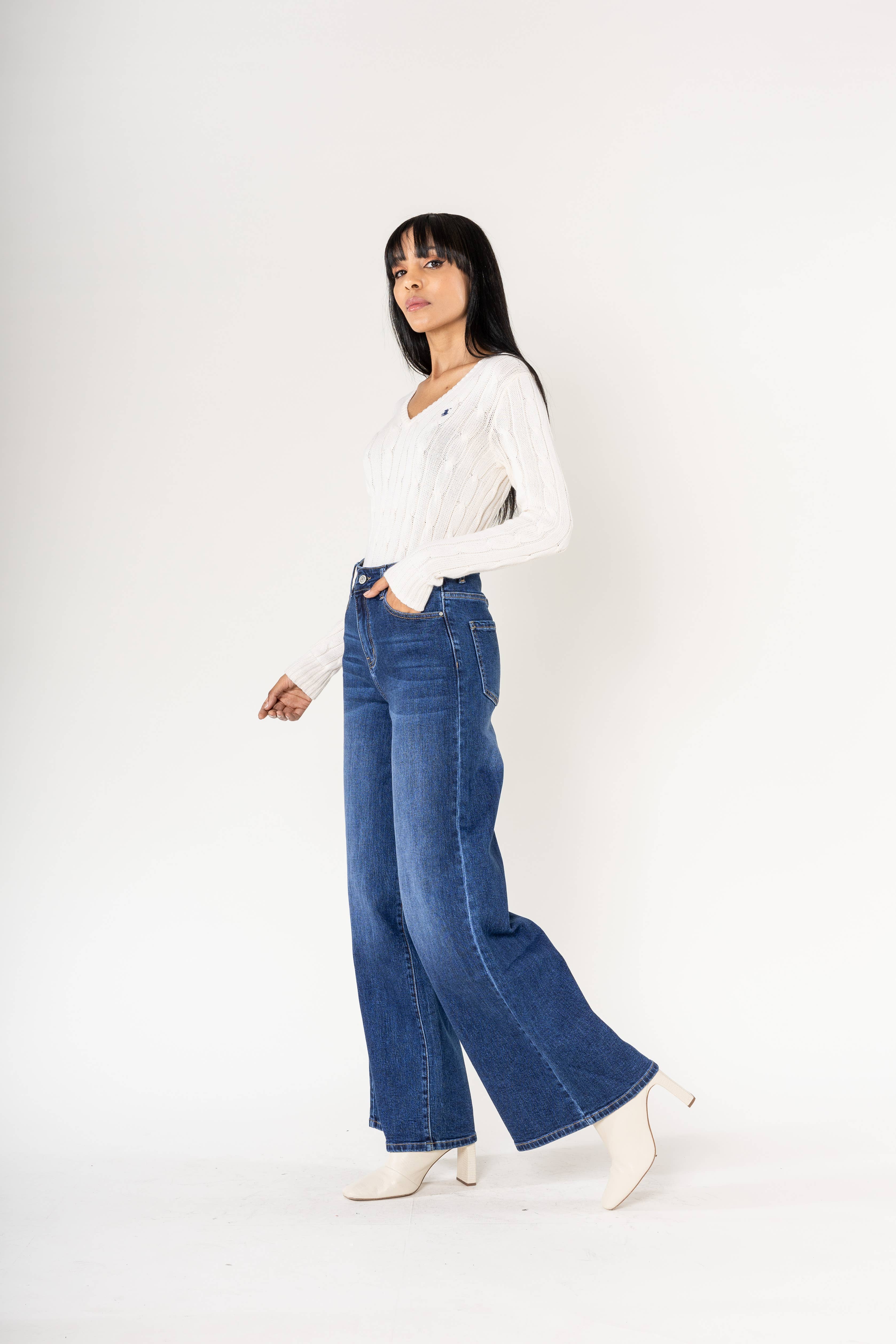 Nina Carter - Vente Jean – femme - Nina Carter super WIDE LEG taille haute stretch YY30034