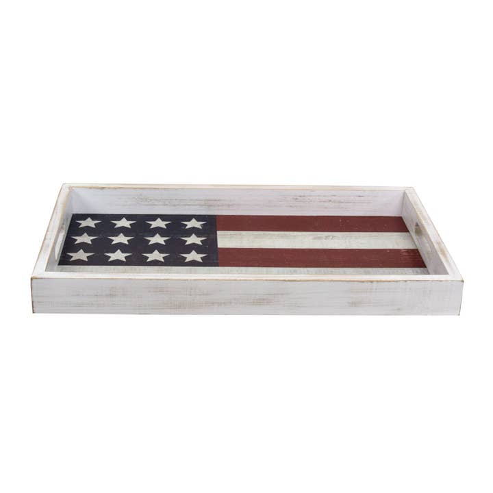 Bandeja de madera con bandera americana para venta al por mayor de Col House Designs