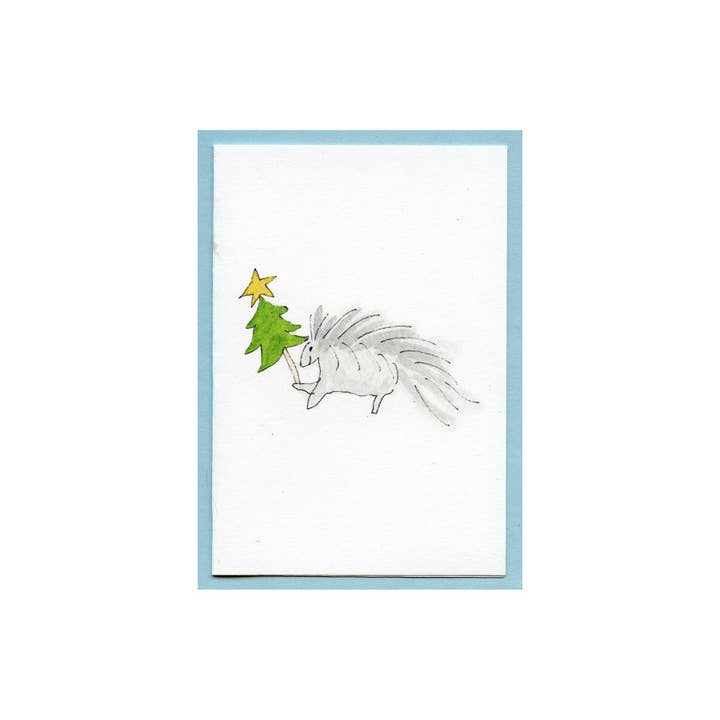 Christmas Porcupine Enclosure Card for wholesale by Zucchini Fish