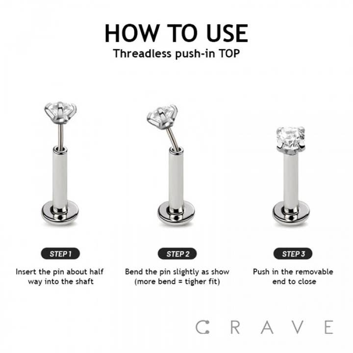 CRAVE BODY JEWELRY - Wholesale Stud/Post Earrings - LOTUS MARQUISE TOP THREADLESS (PUSH IN) 316L SURGICAL STEEL