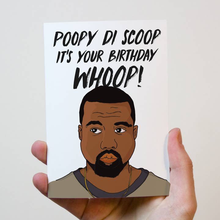 Kanye West Carte d'anniversaire « Poop Di Scoop » pour la vente par Freckle and Specs
