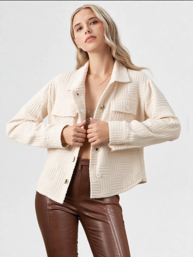 VERY J - Wholesale Shirt Jacket/Shacket - Women's - NJ90131-Embossed Soft Casual Shacket Jacket5