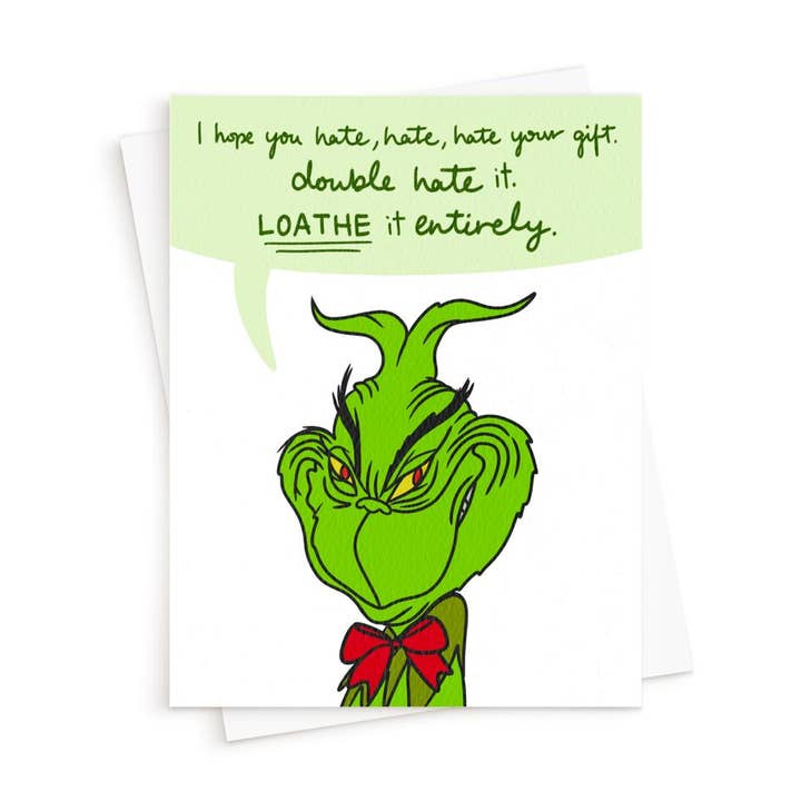 The Grinch Christmas Card for wholesale by Queen B Cards