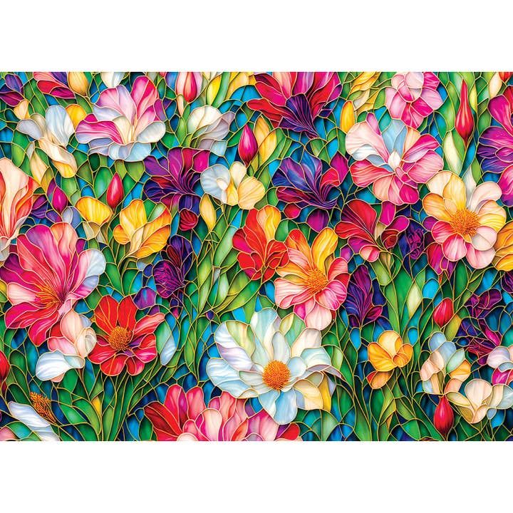 Masterpieces Puzzles - Wholesale Puzzle - Adult - Stained Glass - Flowers in Bloom 1000 Piece Jigsaw Puzzle1