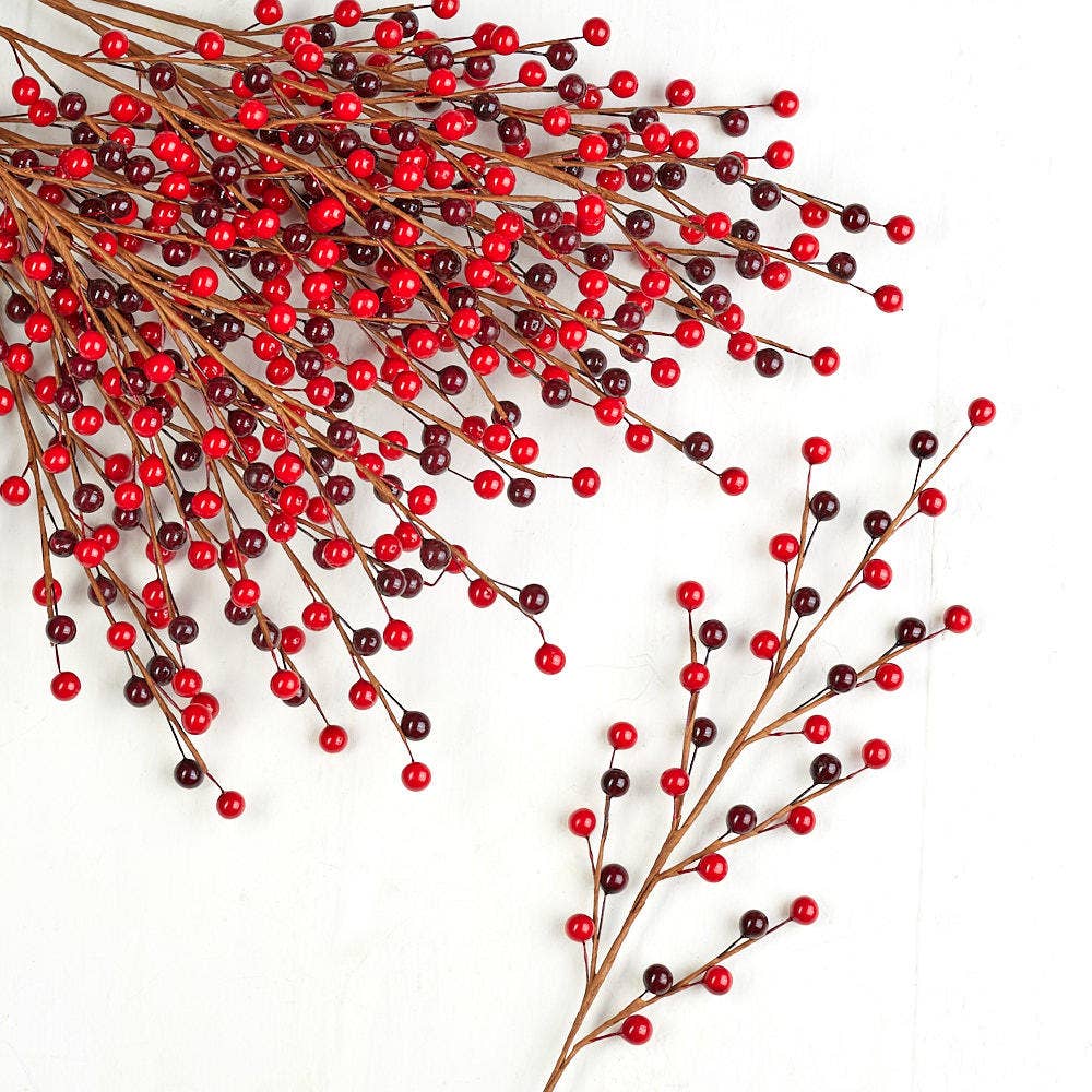 Factory Direct Craft - Wholesale Artificial Flowers - 18" Red and Burgundy Artificial Berry Stem0