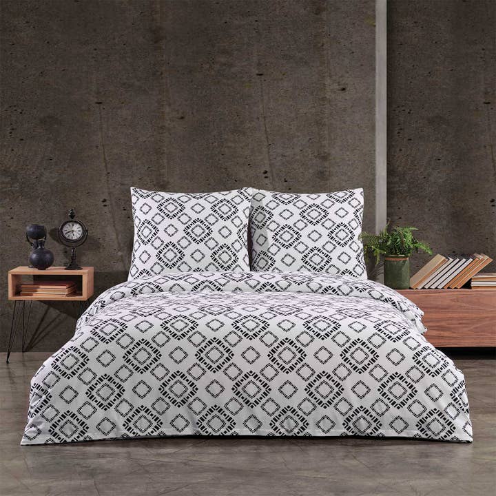 Biber Bettwäsche Set "Dream", mit grafischem Muster, 100% Baumwolle, Reißverschluss, 80x80 cm Kissenbezug für den Großhandel von Buymax