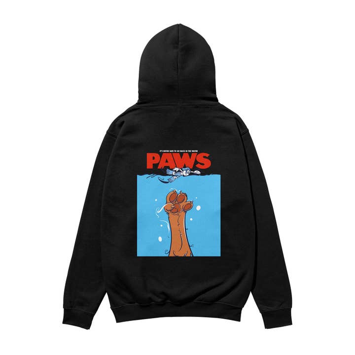 Sweat à Capuche Lourd en Coton Bio Paws Noir pour la vente par Weekend Concept