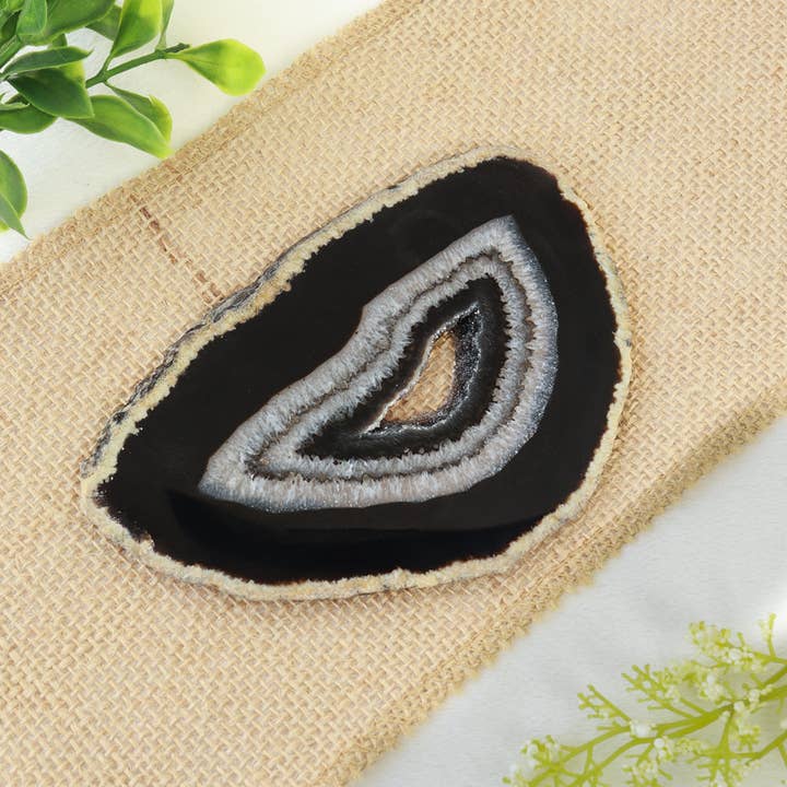 Natures Artifacts Inc - Wholesale Spiritual Stone/Crystal - Black Agate Thin Slab - Agate Slices1