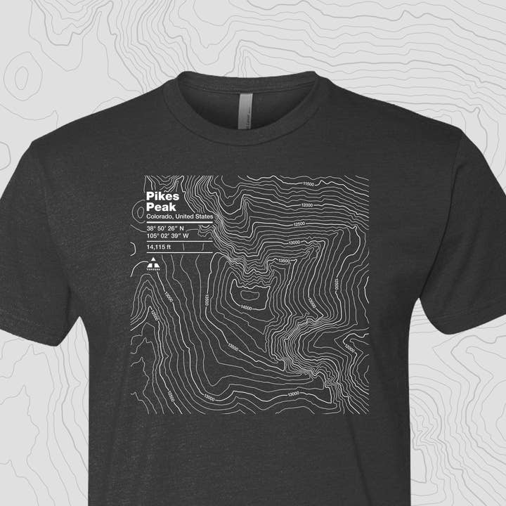 Topogra - Wholesale Screen Printed T-Shirt - Unisex - Pikes Peak, Colorado - Unisex Tee3