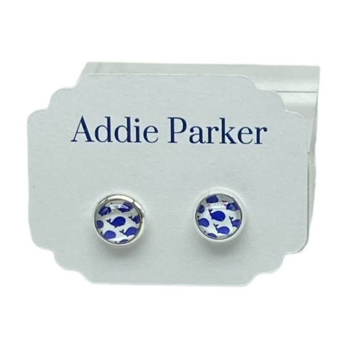 Stud Earrings (ST 10) - Blue Whales for wholesale by Addie Parker Jewelry