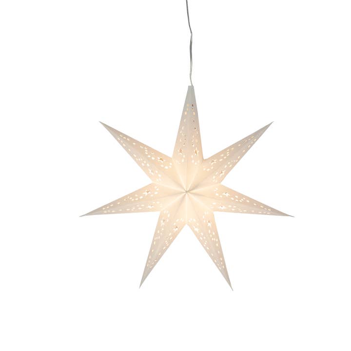 Artschatz LLC - Wholesale Paper Lantern/Lamp - Twinkle Star ~ 7 Pointer, 9", White Paper Star Lantern Light6