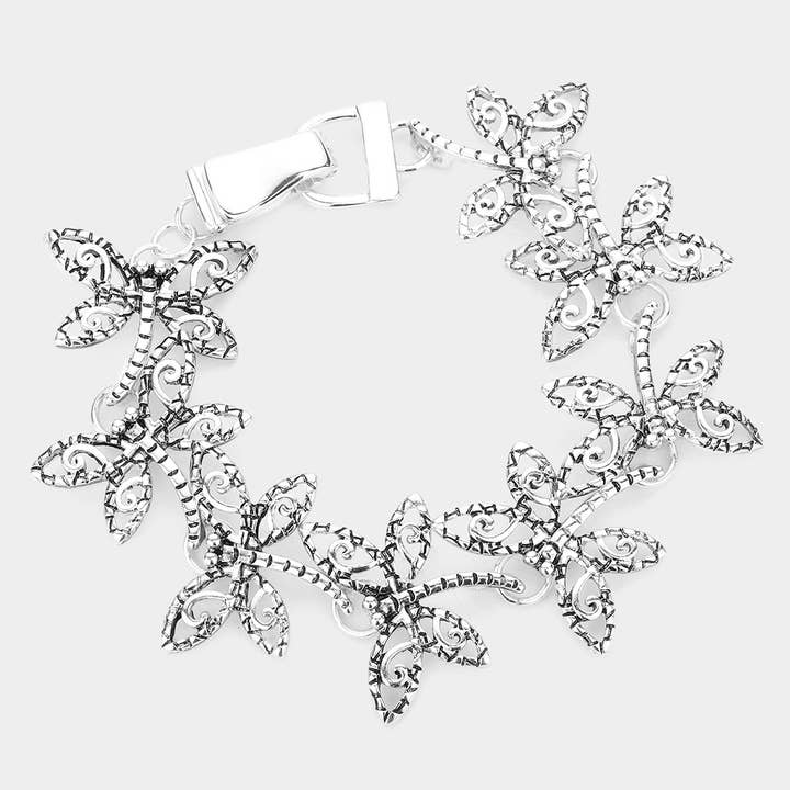 Antique Metal Dragonfly Magnetic Bracelet for wholesale by Sensibling Corp.