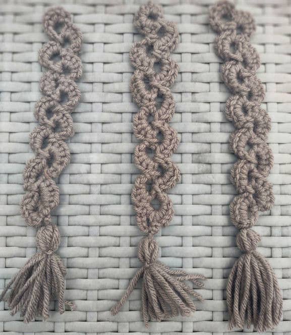 Clover Garden Crafts - Wholesale Bookmark - Rustic Boho Crochet Tassel Bookmarks in Neutral Brown Tones3