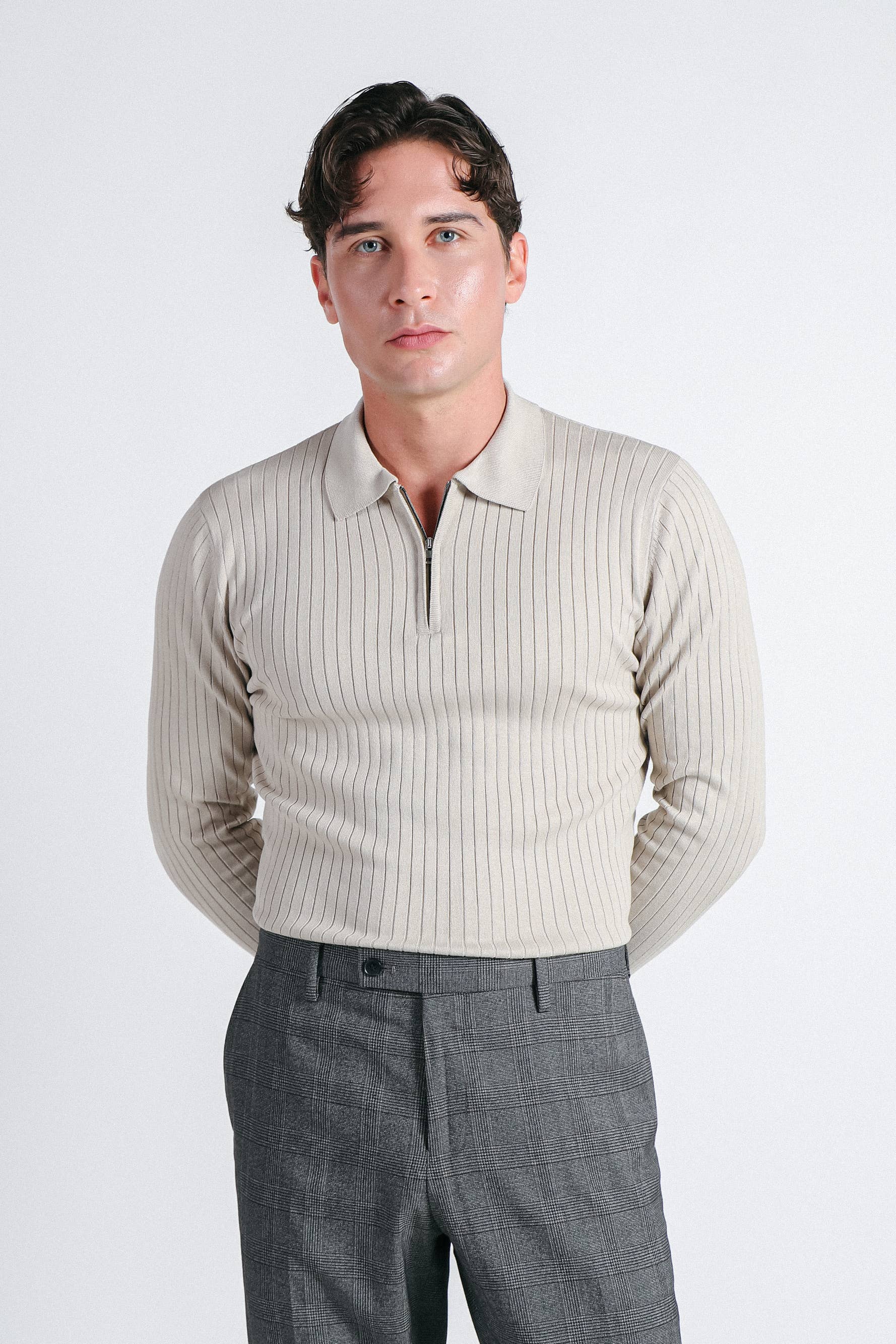 SONNY BONO – Polo - Homem por atacado – CAMISOLA POLO CANELADA COM MEIA FECHO ZIP2