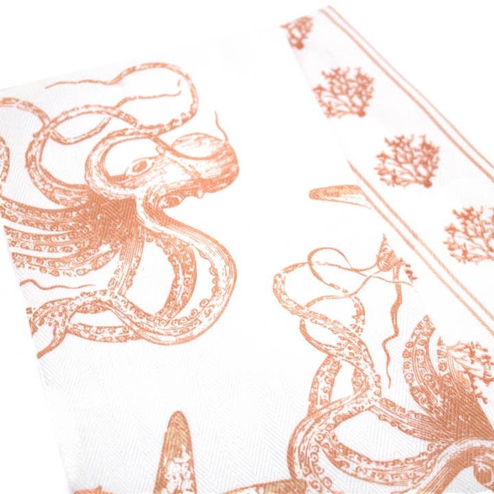 8 Oak Lane - Wholesale Tea Towel - Coral Octopus Kitchen Towel Set