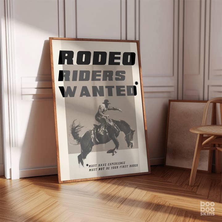 Rodeo Cowboy Art Print - Pink Pony Western Poster - Neutral for wholesale by BOOBOOSKINS