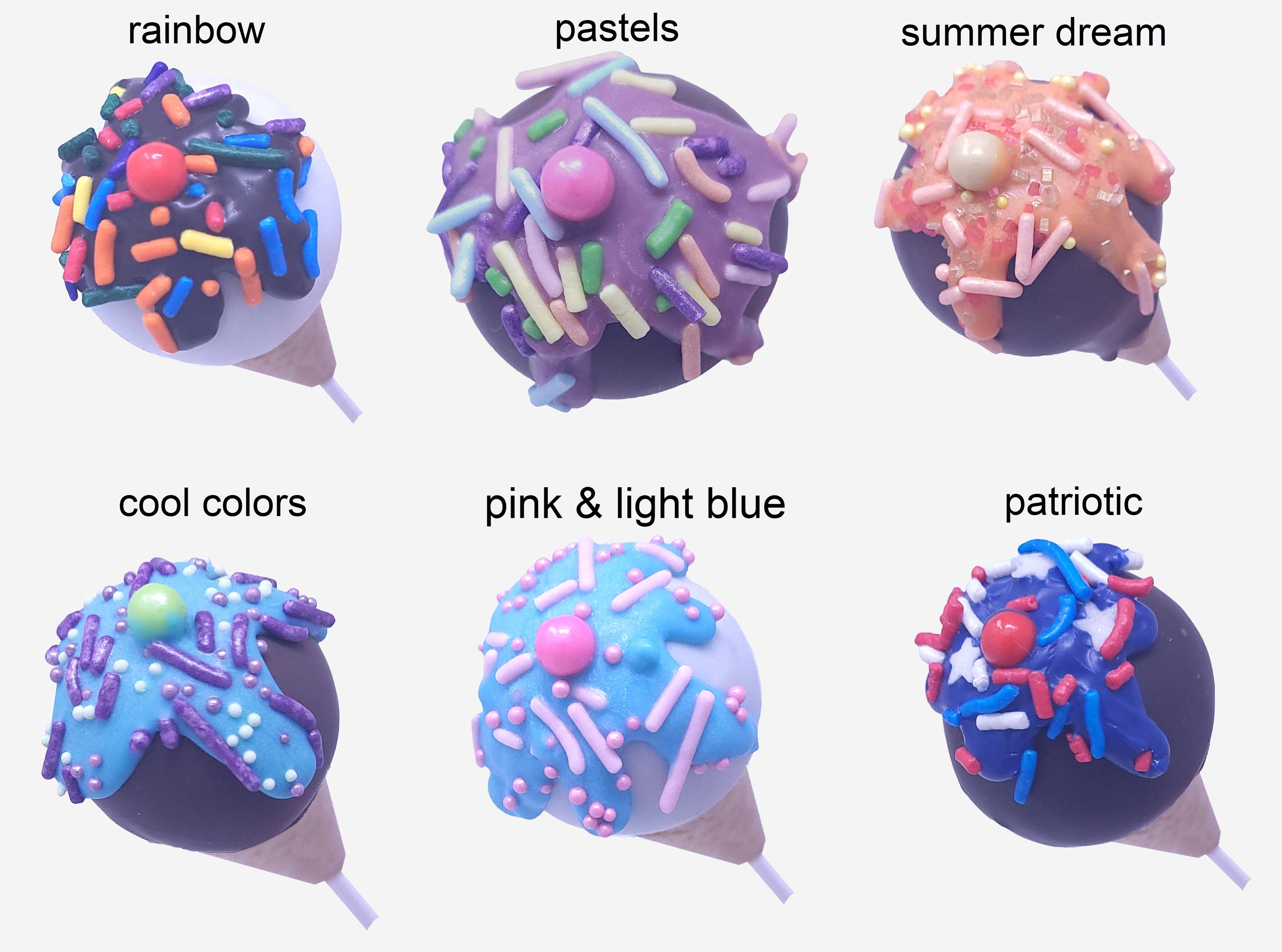 Wild Angel Treats, LLC - Wholesale Cake - Ice Cream Cone Cake Pops (choose theme/colors)1