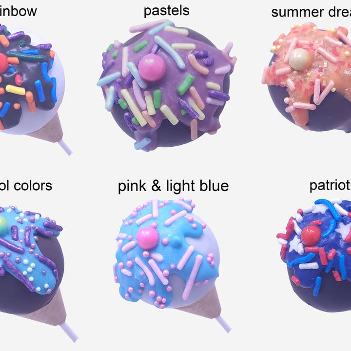 Wild Angel Treats, LLC - Wholesale Cake - Ice Cream Cone Cake Pops (choose theme/colors)1