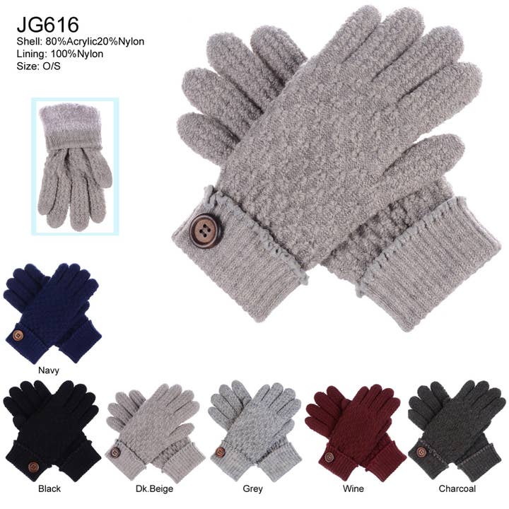 JG616 - One Dozijn dubbelgebreide handschoenen voor dames voor wholesale door Jasper Trading LLC