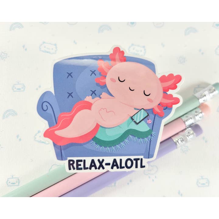 Autocollant Axolotl Relax pour la vente par FunUsual Suspects
