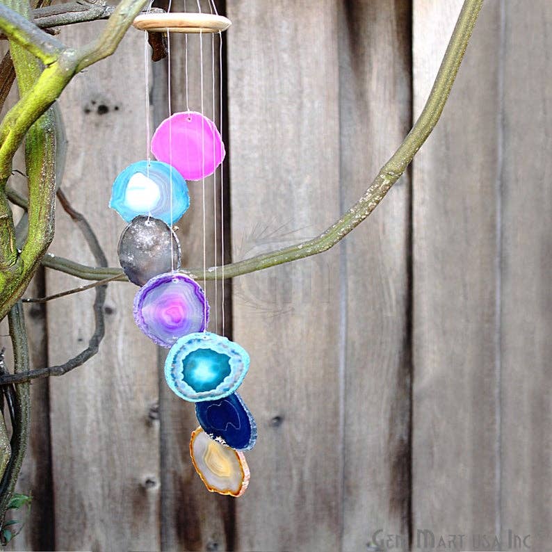 GemMartUSA – wholesale Wind chime – Rainbow Color Windchimes Agate Windchimes, Garden Décor3