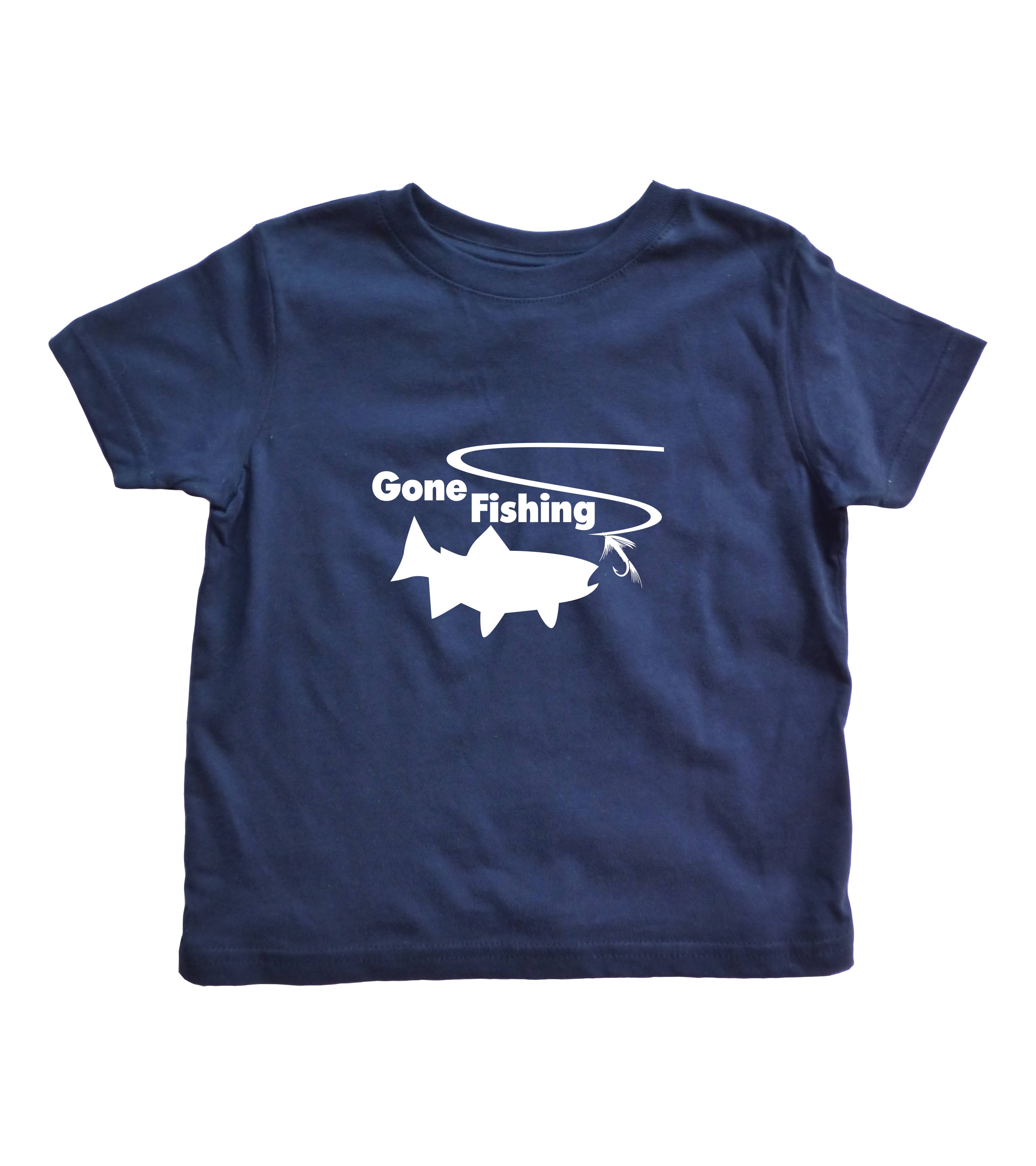Outdoorable Apparel - Wholesale Screen Printed T-Shirt - Kids - Navy Gone Fishing Toddler Shirt0