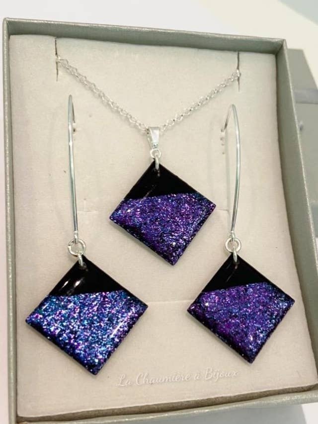 Paars/blauwe kameleondiamantset voor wholesale door La Chaumière à Bijoux