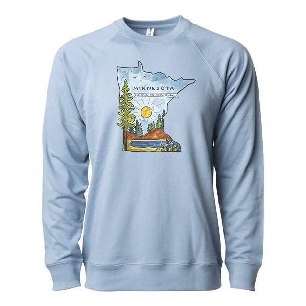 Chandail à col rond léger Minnesota Loopback Terry pour la vente par Sticker Girl, formerly KPB Apparel