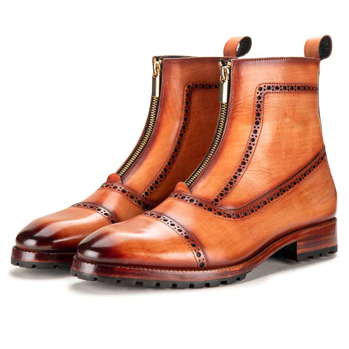 Zipper Boots - Tan for wholesale by The Royale Leather