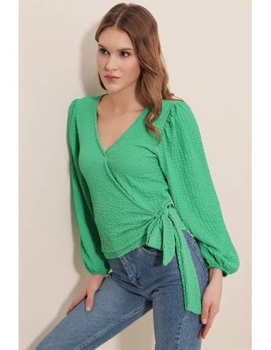 Mani Textile - Wholesale Blouse - Dames - Cache Coeur hemd - Groen0