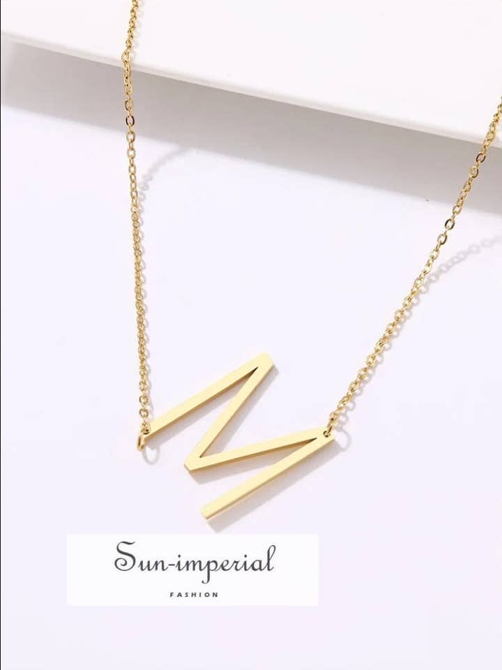 Women Stainless Steel Oversized Letter Necklace Initial for wholesale by Sun Imperial