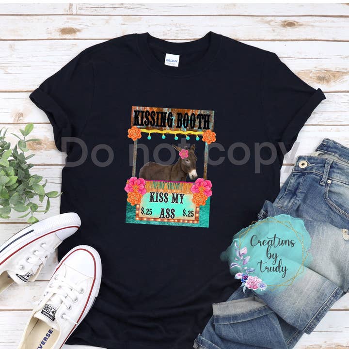 Creations by Trudy - Wholesale T-Shirt (Graphic) - Women's - Kissing Booth, Kiss My Ass- T Shirt0