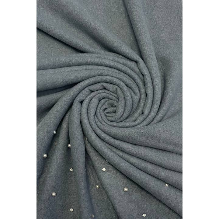 Fashion Scarf World – wholesale Scarf – Women's – Pearl and Diamante Plain Wool Frayed Scarf21