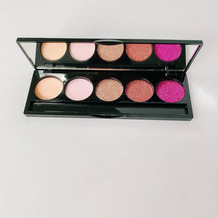 Paleta de sombras de ojos de rosa brillante con espejo para venta al por mayor de Little Lily Shop