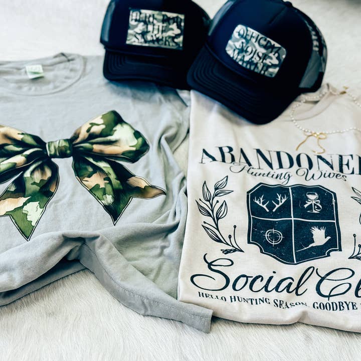 Hart and Hollow - Wholesale Screen Printed T-Shirt - Women's - Abandoned Hunting Wives Social Club Tee