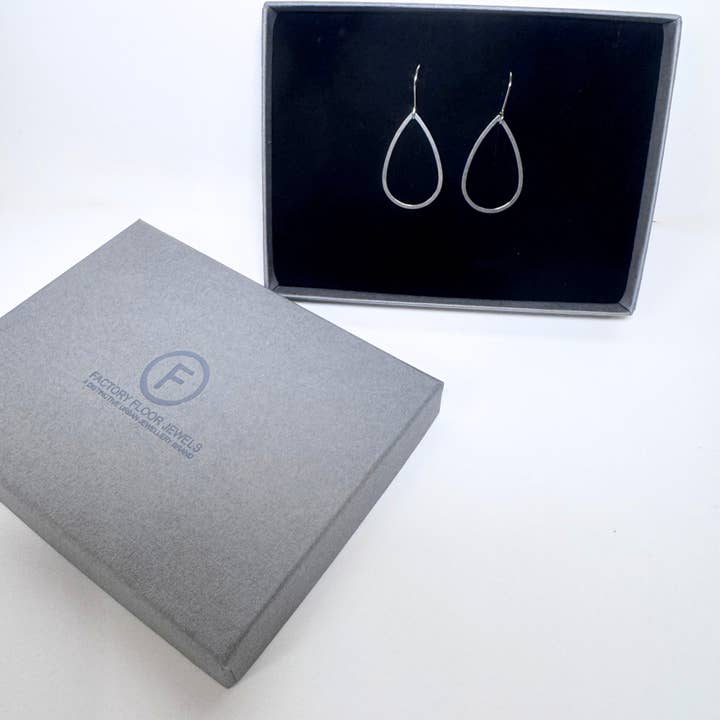 Teardrop Steel Dangle Earrings for wholesale by Factory Floor Jewels